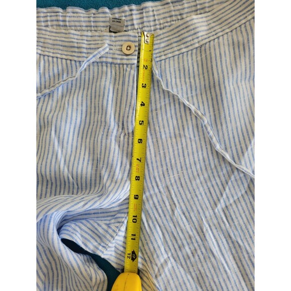 Tommy Bahama Linen Womens Pants Size M White Blue Stripe Drawstring Wide Leg - Picture 4 of 12